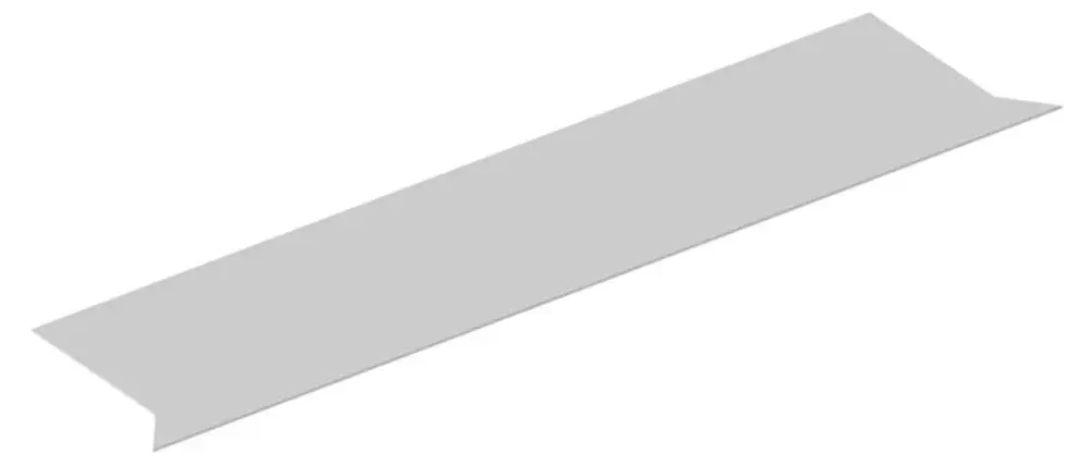Grau-weißer Kautschuk-Einleger von Keuco, flach und rechteckig, mit schmalen, schrägen Enden, auf weißem Hintergrund.
